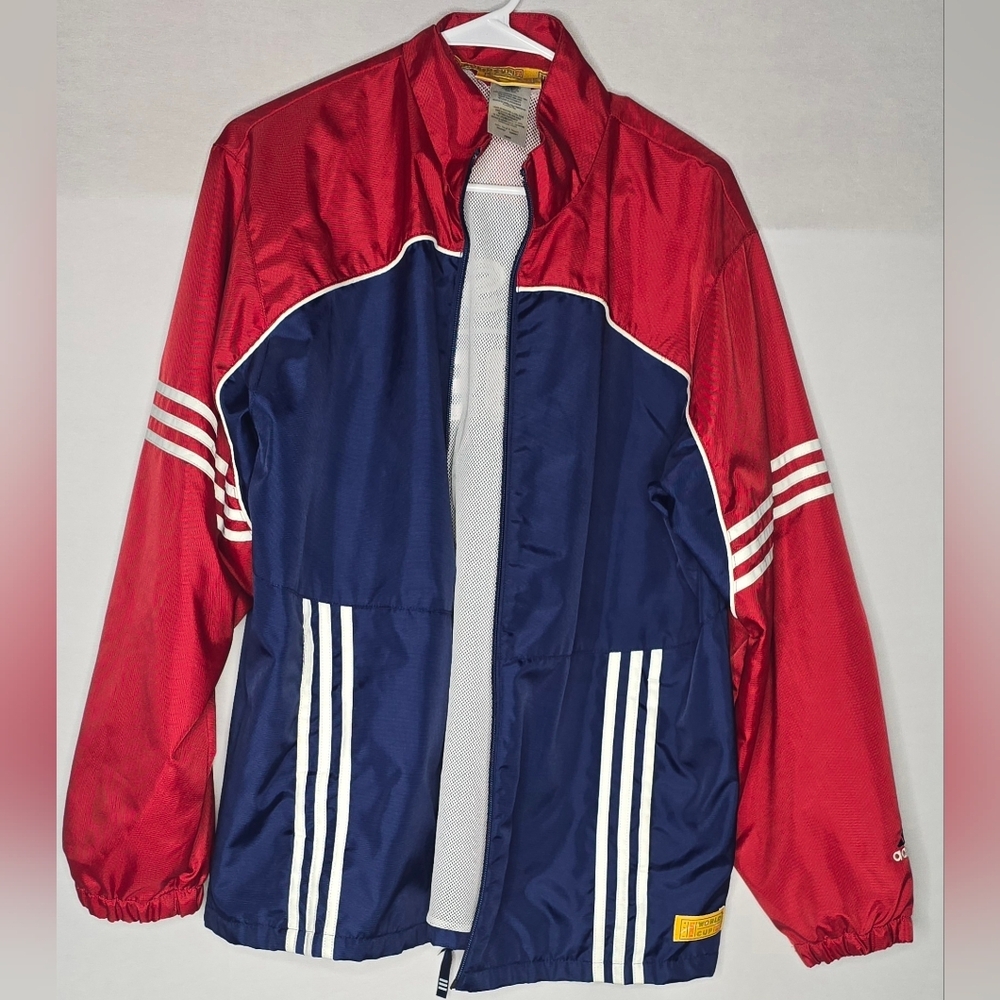 Vintage Adidas 1999 World Cup Jacket Windbreaker FIFA Soccer Red Blue Women L